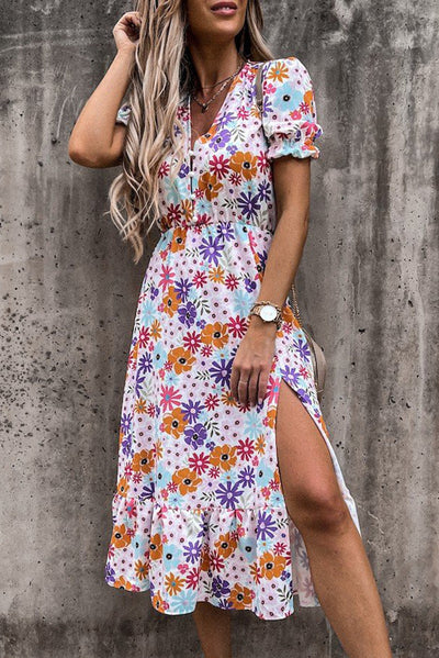 Pastel Floral Wrap Maxi Dress