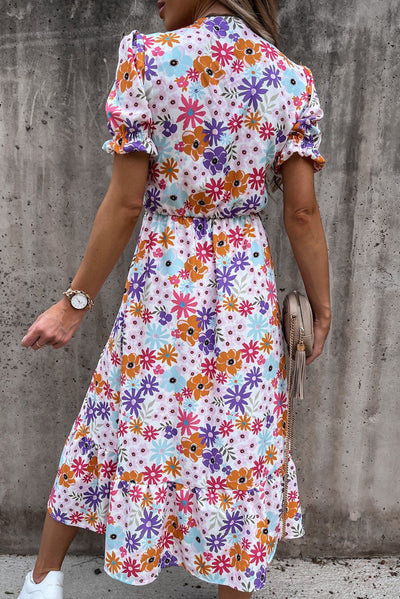 Pastel Floral Wrap Maxi Dress