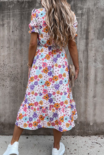 Pastel Floral Wrap Maxi Dress