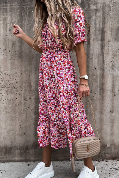 Pastel Floral Wrap Maxi Dress