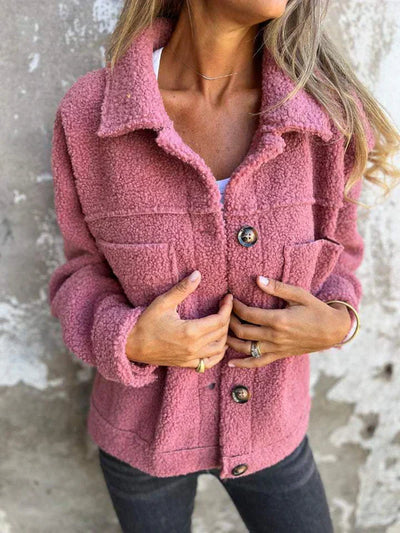 clair – Warm Teddy Jacket with Elegant Buttons