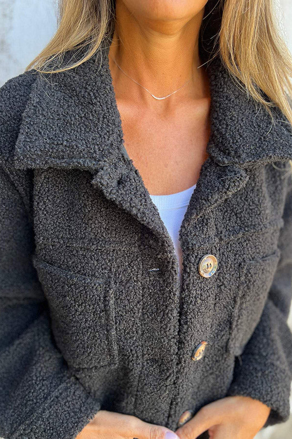clair – Warm Teddy Jacket with Elegant Buttons