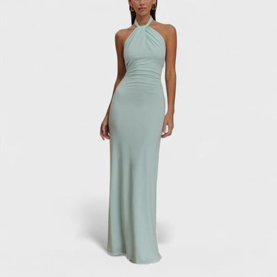 Curvy silk dress with halter neck