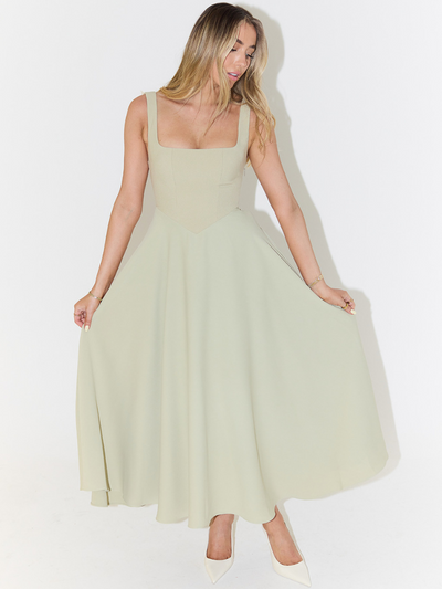 Ivory Lace Tiered Midi Dress