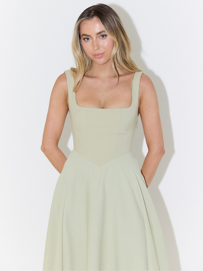 Ivory Lace Tiered Midi Dress