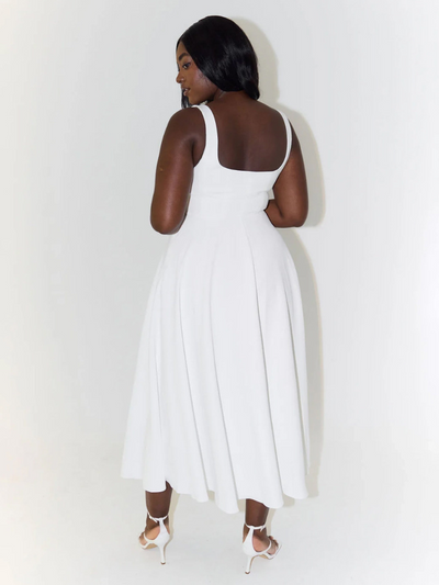 Ivory Lace Tiered Midi Dress