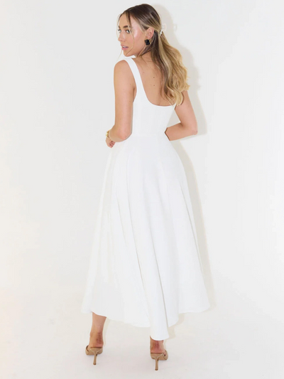 Ivory Lace Tiered Midi Dress