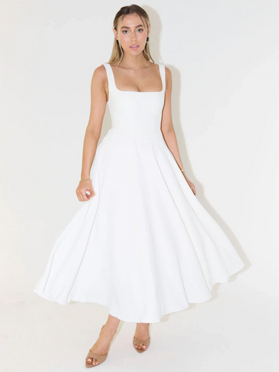 Ivory Lace Tiered Midi Dress
