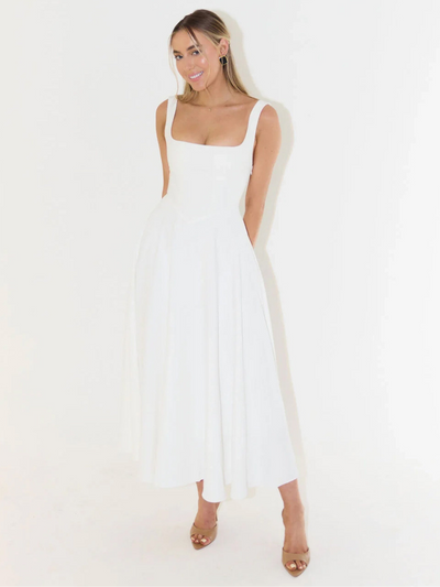 Ivory Lace Tiered Midi Dress