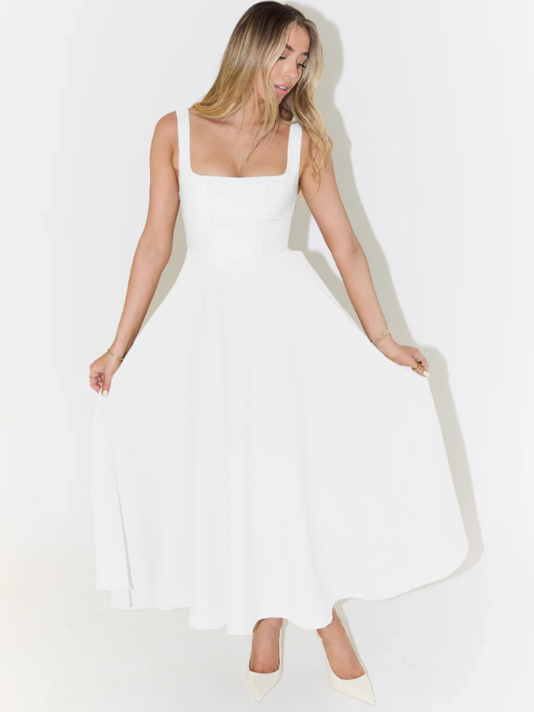Ivory Lace Tiered Midi Dress
